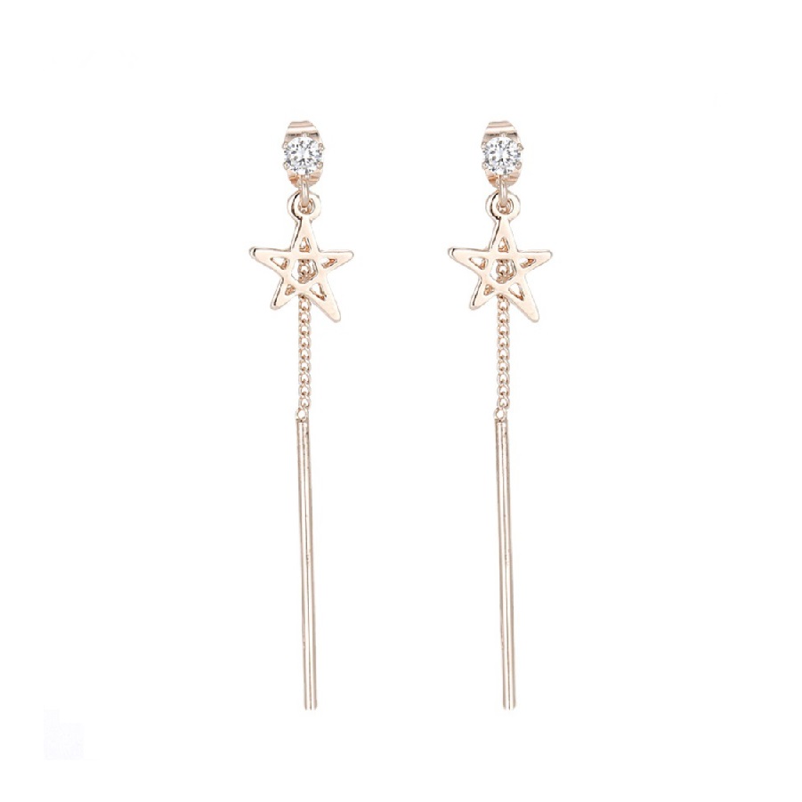 Star Chain Dangle Line Earrings
